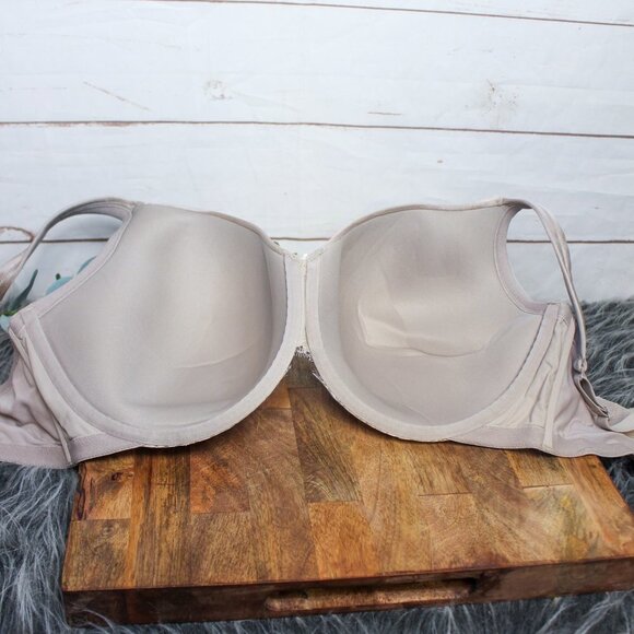 Cacique Smooth Lightly Lined Full Coverage Bra Eyelash Lace Nude 46DD Plus - Picture 11 of 12